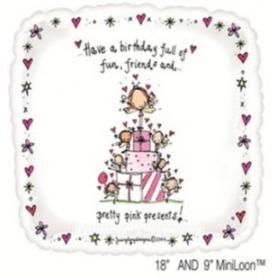Juicy Lucy Pink Presents Happy Birthday Balloon