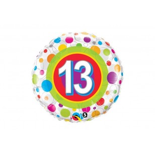 Colorful Dots 13th Birthday Balloon