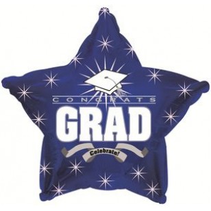 Congrats Grad Graduation Blue Star Balloon
