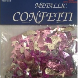 Champagne Glasses Pink & Silver Table Confetti