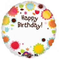Flowers Happy Birthday Personalisable Balloon