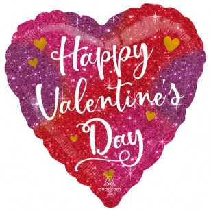 Happy Valentine's Day Ombre Sparkles Balloon