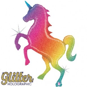 Unicorn Glitter Rainbow Supershape Balloon